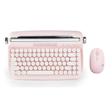 Imagem de Kit Teclado Bluetooth Retrô c/Mouse sem Fio (Conjunto) para Tablet e Celular