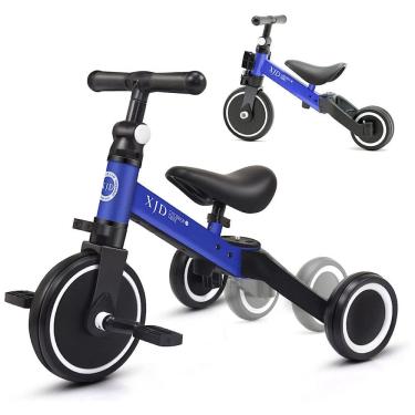 Imagem de Triciclo Infantil 5 em 1 com Altura de Assento Ajustável e Pedal Removível para Crianças de 1 a 4 Anos, XJD, Azul