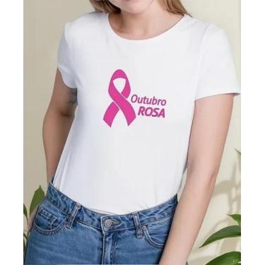 Imagem de  Camiseta Camisa Algodão Feminina Masculina  Campanha Outubro Rosa Pre