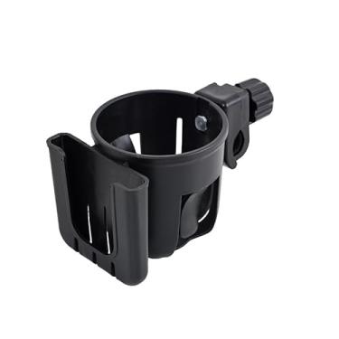 Imagem de Suporte universal de telefone para bicicleta - 360° ajustável com suporte de copo antiderrapante, serve para bicicletas, carrinhos de bebê, cadeiras de rodas - mãos livres para ciclismo, preto