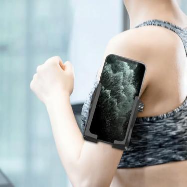 Imagem de Suporte de telefone de braçadeira de corrida, suporte de telefone para braço e pulso [corda retrátil giratória de 360° e embutida], braçadeira para iPhone e Android, para treino, corrida, corrida