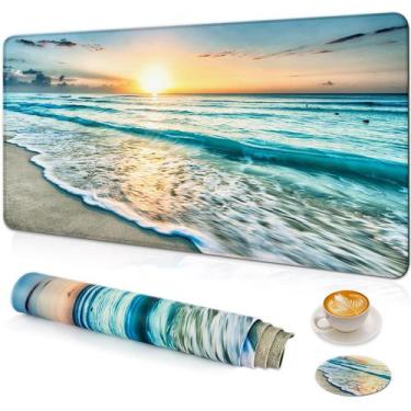 Imagem de Mouse pad grande para jogos Wiabsi com porta-copos 80x40cm