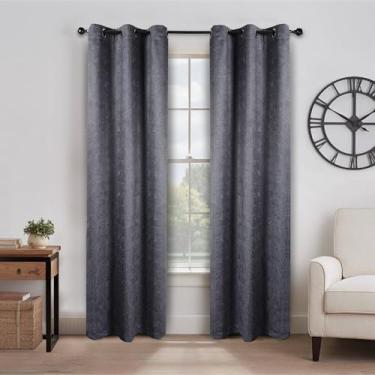 Imagem de Superior Cortinas semiblackout Senna - Design texturizado sólido vintage - 106,7 cm x 213,4 cm - Cabeçote com ilhós - Cortinas com bloqueio solar e escurecimento de ambiente para quarto, sala de estar