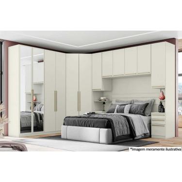 Imagem de Modulado De Quarto Guarda Roupa C- 2 Portas 3 Gavetas E Espelho Mc04 Seletto Areia