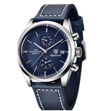 Imagem de Relógio De Quartzo Esportivo Masculino Benyar Luxo Impermeável Cronógrafo Azul