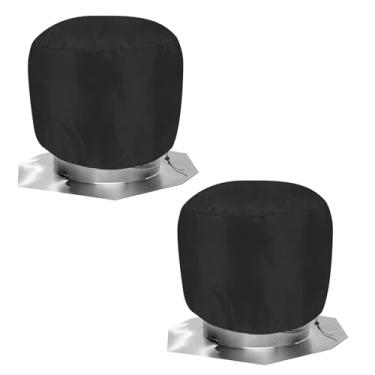 Imagem de Klmnop Capa de ventilação de turbina pacote com 2, capa de ventilação de teto de 50 x 50 cm impermeável 420D Oxford pano turbina protetor protetor de ventilador com cordão ajustável para ventilador de