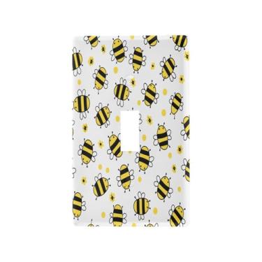Imagem de Blueangle Capa de placa de parede para interruptor de luz - Capa decorativa para interruptor de luz Flying Bumble Bees, placa de parede, tamanho 1 gangue 4,53 x 2,76 polegadas (580)