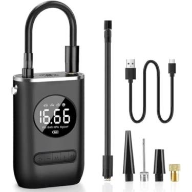 Imagem de Calibrador Compressor Bomba De Ar Portátil Digital com Lanterna LED para Encher Pneus de Carro, Moto, Bike, Bicicleta, Bola e Piscina Inflável 50W