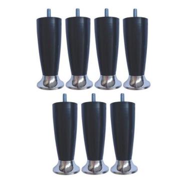 Imagem de Kit Pé Cama Box Queen Bipart Baú Rubi Preto Cromado 12cm - Zoe & Chari