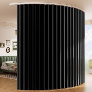Imagem de Cortina de teto divisória de quarto com conjuntos de trilhos flexíveis, (100 L x 108 L) polegadas cortinas blackout extra longas para quarto de montagem no teto divisor de parede para divisória de