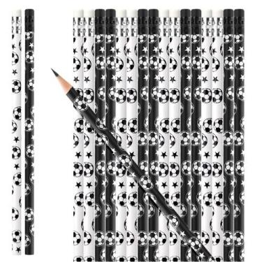 Imagem de Lápis de madeira com tema de futebol Marspark de 24 peças com borracha