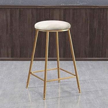 Imagem de Banco De Barra De Veludo, Cadeira De Jantar Empilhável De Altura 30"/75 Cm, Banco De Balcão Estofado, Banco De Destaque Moderno Com Assento Redondo, Pernas De Metal, Para Horta,A,30 Pol./75 Cm,Con