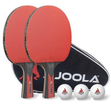 Imagem de Kit  2 Raquetes, 3 Bolas Brancas e uma Capa, Duo Set Carbon - JOOLA