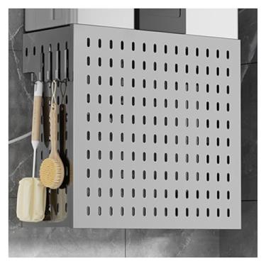 Imagem de Kit organizador de quadro de parede para cozinha e escritório doméstico, painel perfurado decorativo com 4 ganchos, solução de armazenamento de gasoduto e aquecedor de água (cinza, 42 x 17 x 40 cm)