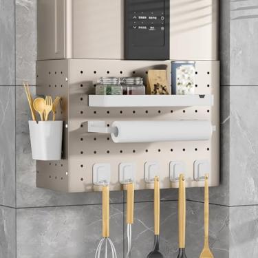 Imagem de Organizador versátil montado na parede com 5 ganchos – Solução de armazenamento eficiente para casa, escritório, estudo e banheiro (40 x 17 x 40 cm) – Maximize o espaço e organize sua área