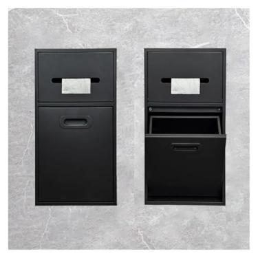 Imagem de Nicho de chuveiro de aço inoxidável - Armazenamento de banheiro embutido à prova d'água para artigos de higiene e xampu, suporte de papel higiênico, preto 50 x 30 x 14 cm, design moderno, solução para