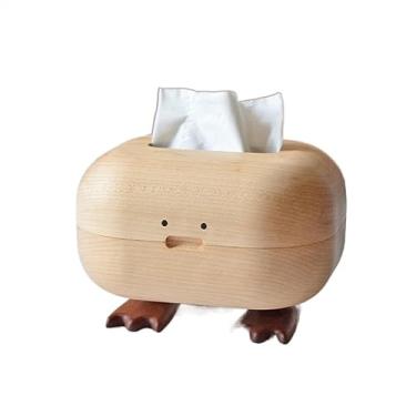Imagem de VHDY85KA Porta-lenços de papel Pé Grande, caixa de lenços de papel para sala de estar, de madeira maciça, caixa de gaveta criativa e fofa, caixa de lenços
