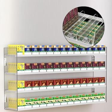 Imagem de Suporte de exibição de cigarro montado na parede| Cigarro automático de acrílico comercial | Porta-doces de várias camadas, organizador de prateleira de supermercado (67,5 x 18,2 x 99 cm
