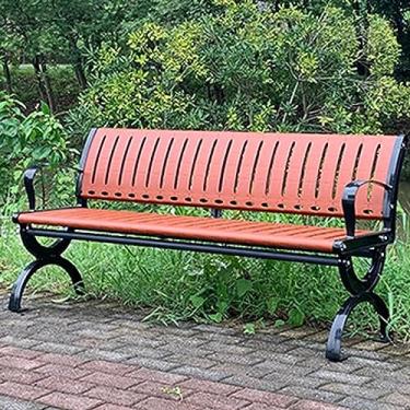 Imagem de Banco de jardim externo para pátio, bancos de metal à prova de ferrugem, banco de parque de pátio, pátio com encosto e apoio de braço, banco externo para jardim de parque, pátio e lounge (cor