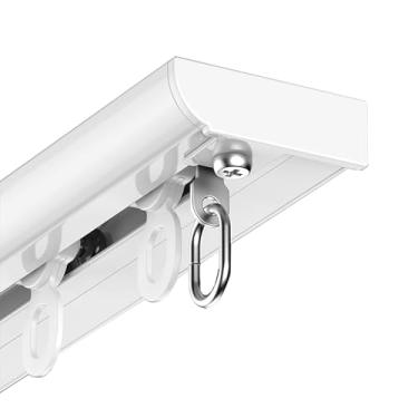 Imagem de Conjunto de trilhos de cortina de teto resistente, divisor de quarto ajustável de 1 a 15 m para sala de estar, hospital, quarto, sistema de alumínio, branco, 6,5 m