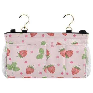 Imagem de Burbuja Organizador de armazenamento suspenso de morango com 2 alças e ganchos para casa, dormitório universitário, beliche e berço de hospital