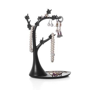 Imagem de Suporte de joias retrô organizador de árvore de joias suporte suspenso exibição de mesa colar suporte de pulseira brinco gancho organizador rack torre exibição de joias (cor: A)