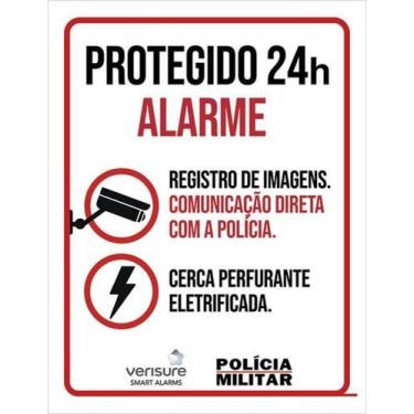Imagem de Kit 10 Placa De Segurança Protegido 24H Alarme Polícia 27X35 - Sinaliz