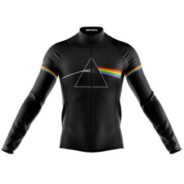 Imagem de Camisa Ciclismo Pink Floyd Preta Manga Longa Zíper Full Fitness Dry Fi
