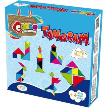 Imagem de Brinquedo Pedagógico Tangram 35pçs em Madeira - Carlu