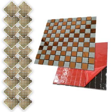 Imagem de Pastilha De Vidro Adesiva Kit 20 Uni Parede Cozinha Lavabo Banheiro Sala Decorativa Moderna Requintado Aplicacao Facil