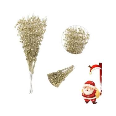 Imagem de Decoração De Árvore De Natal Com Frutas Em Pó Dourado, 6 Peças, Bola D