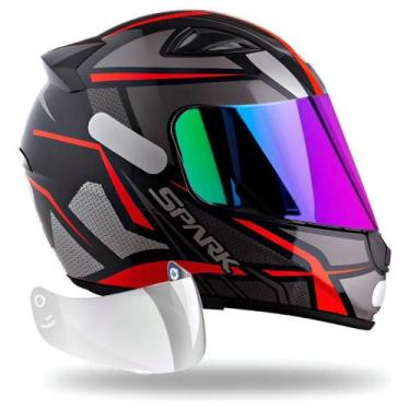 Imagem de Capacete Ebf Spider Vermelho Mais Viseira Camaleão, 58