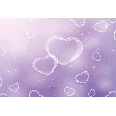 Imagem de Yeele 2,1 x 1,5 m fundo de coração roxo início dos anos 2000 romântico dia dos namorados fotografia decoração de cerimônia de aniversário de casamento decoração de festa banner mesa bolo retrato tiro
