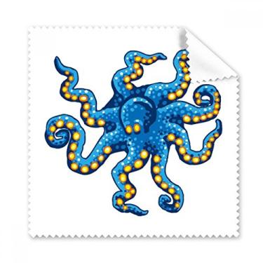 Imagem de Azul Polvo Vida Marinha Padrão de Desenho de Pano de Limpeza para Tela de Celular 5 peças