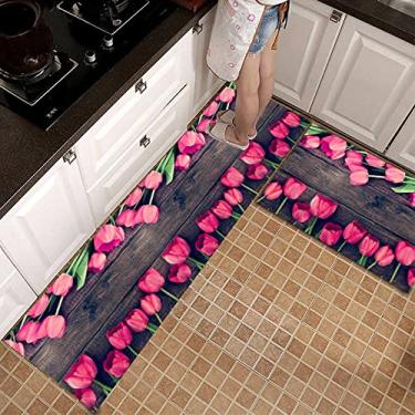 Imagem de SHENGANG Tapete de cozinha antiderrapante para piso de banho Tapete de entrada Tapete de área absorvente Tapetes de sala de estar almofada de oração, 20,50x80cm