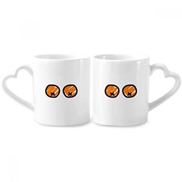 Imagem de Just Oranges Desenho Engraçado Laranja Casal de Porcelana Conjunto de Canecas de Cerâmica para Amante de Coração