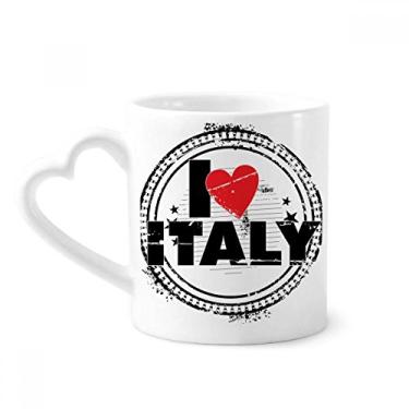 Imagem de I Love Italy Palavra Amor Coração Círculo Caneca Café Cerâmica Copos Copo Coração Vidro
