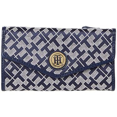 Imagem de Tommy Hilfiger Carteira envelope continental grande - Jacquard geom trico, Azul-marinho/branco, One Size