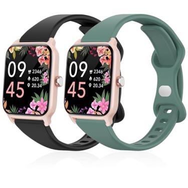 Imagem de Lzwldan Pacote com 2 pulseiras de relógio finas compatíveis com relógio inteligente Woneligo/Fitpolo IDW13, pulseira de substituição de silicone macio para relógio FITVII