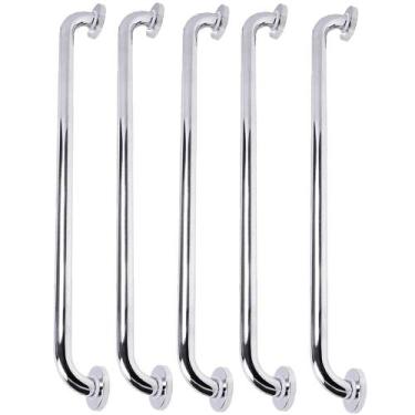 Imagem de Alça Barra de Apoio Inox Kit 5 Uni Suporte Gestante Idoso Criança Corr