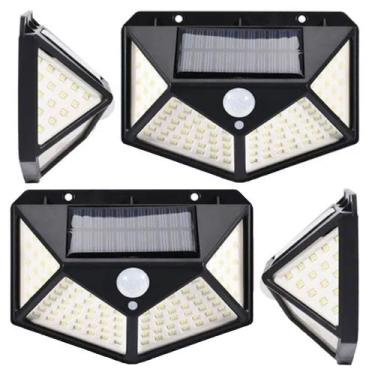 Imagem de Luminaria Solar 100 Leds Sensor Presença Andarela Parede Kit 4 Und Cas