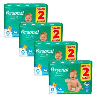 Imagem de Kit 4 Fralda Personal Baby Protect & Sec Tamanho G Leve 34 Pague 32 Fr