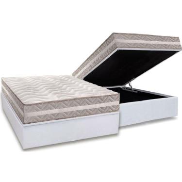 Imagem de Conjunto Box Baú Casal: Colchão Molas Paropas D33 D45- Pro Sono Double Face Prata + Base Crc Courano White (138x188)