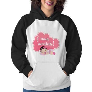 Imagem de Moletom Feminino É uma uma menina - Foca na Moda, Branco, Preto, GG