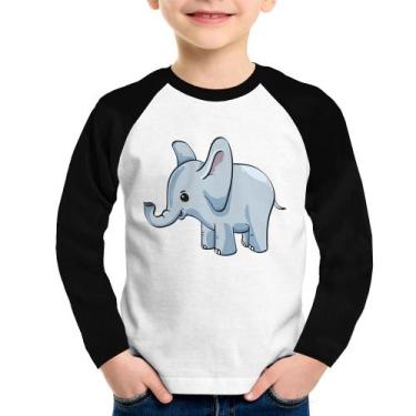 Imagem de Camiseta Raglan Infantil Elefante Bebê Manga Longa - Foca na Moda, Bra