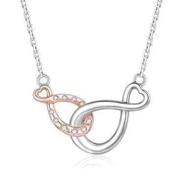 Imagem de Nisgoin Colar de coração infinito mãe e filha - colares de prata esterlina 925 para mãe e filha, pingente de ouro rosa, com zircônia cúbica, aniversário, dia das mães, presentes para mãe, filha, irmã