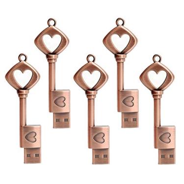 Imagem de Pingente de metal USB USB Flash Drive 32 GB 16 GB chaveiro de amor USB 2.0 Memory Stick Drive Graduation Gift Pendrive, 5-Pieces 32GB Love Key