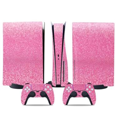 Imagem de Película de decalque para disco Ps5, capa adesiva de vinil de corpo inteiro para console e controle de disco PlayStation 5 (rosa, disco PS5)