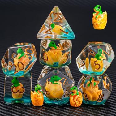 Imagem de DND Resin Dinosaur Dice Set Dungeons and Dragons Dice Set, Resin D&D Dice Set Red Polyhedral Dice for Dungeons and Dragons Role Playing Games D&D Dice Set D20 D12 D10 D8 D6 D4