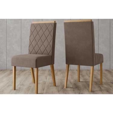 Imagem de Kit 2 Cadeiras De Cozinha Nina Nature-suede Marrom Amendoa - Henn